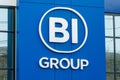 The logo of BI Group Constuction on the building of business center in Kazakhstan