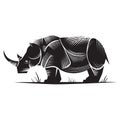 Logo, big rhinoceros in black, isolated object on white background, vector illustration Royalty Free Stock Photo