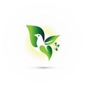 Logo bird leaf flying icon clipart