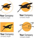 Logo Bird silhouette and sun Royalty Free Stock Photo