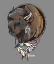 Logo with bison head