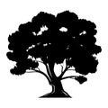 Logo of a black life tree with roots and leaves. Vector illustration icon isolated on white background. Royalty Free Stock Photo