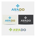 Logo Letters A, V for Business, Square Triangle and Point Icons, Card Mock up in Several Colors