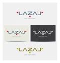 Logo Letters L, A, Z for Business, Red Triangle Arrows, Card Mock up in Several Colors