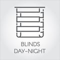 Logo of blinds day-night. Icon drawing in outline style. Vector graphic label