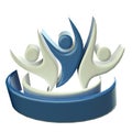 Logo blue happy teamwork 3D Royalty Free Stock Photo