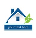 Logo Blue house and leafs real estate