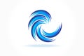 Logo blue spiral waves ocean beach swirl vector Royalty Free Stock Photo