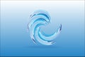 Logo blue spiral waves ocean beach swirl vector watercolor Royalty Free Stock Photo