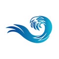 Logo blue spiral waves ocean beach swirl vector