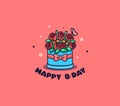 The logo box Flowers. Logotype Happy Birthday. Royalty Free Stock Photo