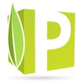 Box font P with leaf color green
