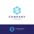 Logo box hexagon or cube and technology hexagon logo creative simple logo.By using modern template vector illustration editing Royalty Free Stock Photo