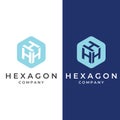 Logo box hexagon or cube and technology hexagon logo creative simple logo.By using modern template vector illustration editing Royalty Free Stock Photo