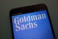 Logo of the brand Goldman Sachs on a modern smartphone