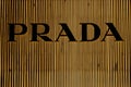 Logo of the brand Prada on SHop exterior