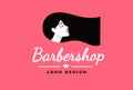 Logo brunette girl, Barber and fashion