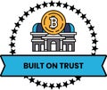 A logo for a building with a coin on it that says Built on Trust Royalty Free Stock Photo