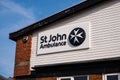 Logo on the building of St Johns Ambulance inBlackpool August 2020