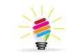 Logo light bulb ideas colored fingers hand