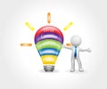 Logo bulb light ideas 3D man small people