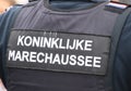 Logo on a bulket free protection of a military police car in the Netherlands of the Koninklijke Marechaussee