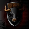 Logo of Bull Head on knightly Shield. Royalty Free Stock Photo