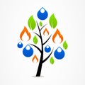 Logo business abstract tree drop fire leaf