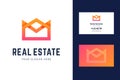 Logo and business card template for real estate, house rental services.