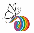 Logo of a butterfly with a rainbow. Royalty Free Stock Photo