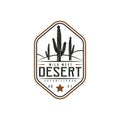 Vintage Retro Cactus Logo. Wild West Cowboy Ranch. Premium and Luxury Logo