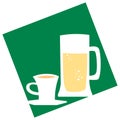 logo for cafe, bar. A glass of beer and a cup of tea. Print. Illustration. Royalty Free Stock Photo