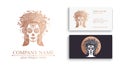 Logo in Calavera style. Dia de los muertos, Day of the dead is a Mexican holiday. Girl with flowers in her hair and Woman with Royalty Free Stock Photo