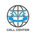 Logo call center, looks like smile. Icon support communication phone Royalty Free Stock Photo