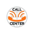 Logo Call Center, looks like smile. Orange old phone handset Royalty Free Stock Photo