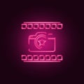 logo camera and ribbon icon. Elements of Photo in neon style icons. Simple icon for websites, web design, mobile app, info Royalty Free Stock Photo