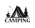 black and white camping logo