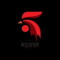 Abstract red rooster logo for farm chicken