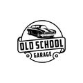 Old school garage and classic car service logo vector Royalty Free Stock Photo