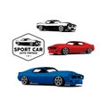 Sport car auto vintage with badge logo vector