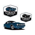 Restoration and garage classic car custom logo vector