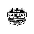 Classic car festival music and memories logo vector Royalty Free Stock Photo