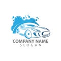 Eco Carwash or green carwashing logo isolated on white background. Vector emblem for car cleaning services Royalty Free Stock Photo