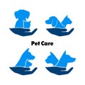 Logo care of animals, symbol of protection of vagrant animals.