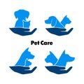 Logo care of animals, symbol of protection of vagrant animals. Royalty Free Stock Photo