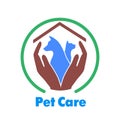 Logo care of animals, symbol of protection of vagrant animals. Royalty Free Stock Photo