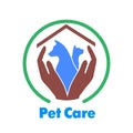 Logo care of animals, symbol of protection of vagrant animals.