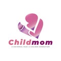 Happy Child and Mom Beautiful Universal Loves Logo Royalty Free Stock Photo