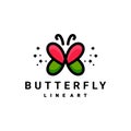 Butterfly line art full color Royalty Free Stock Photo