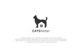 logo cat shelter shop vet hotel silhouette house
